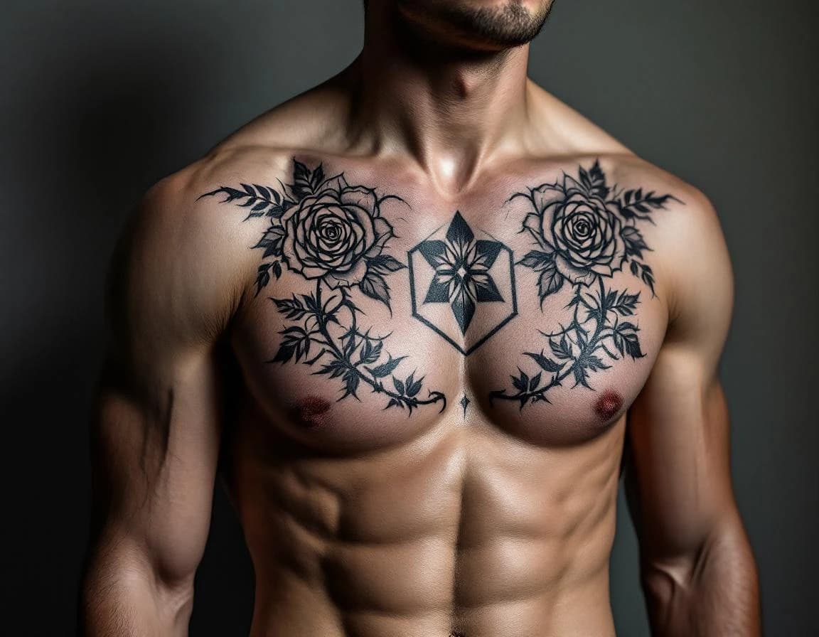 Chest Tattoos - AI tattoo design placement example
