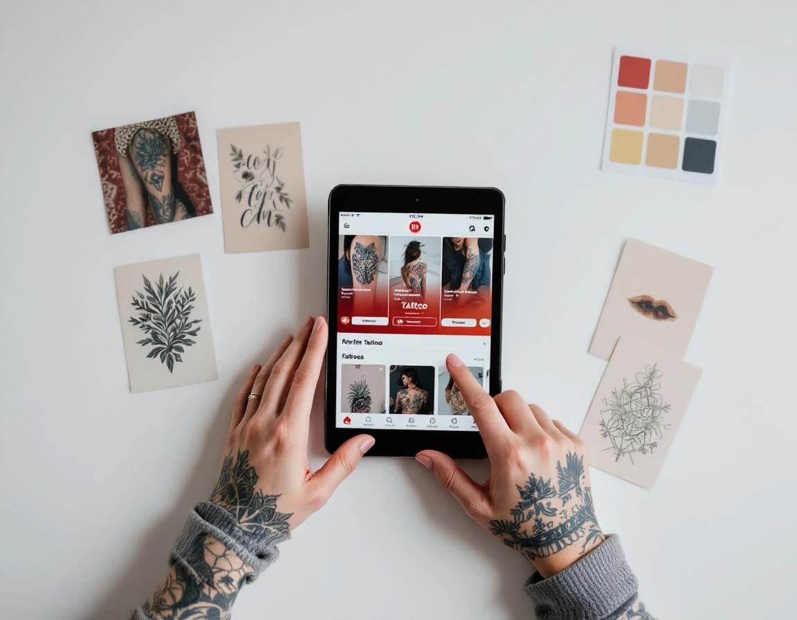 Pinterest tattoo inspiration board with saved pins